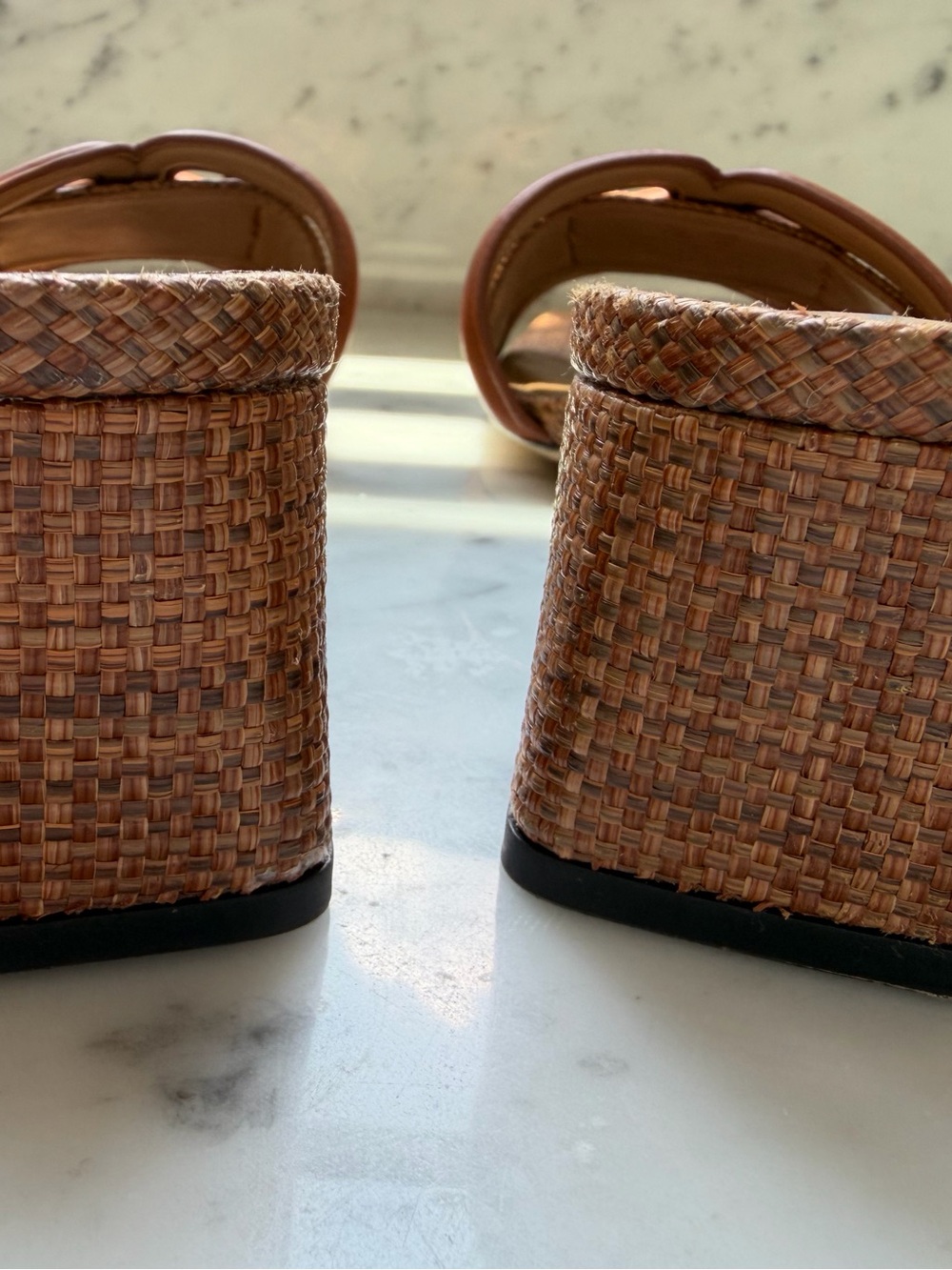 Sam Edelman Waylon Woven Slide Sandal Cognac Brown 7.5 excellent Retail $140 - Picture 4 of 5